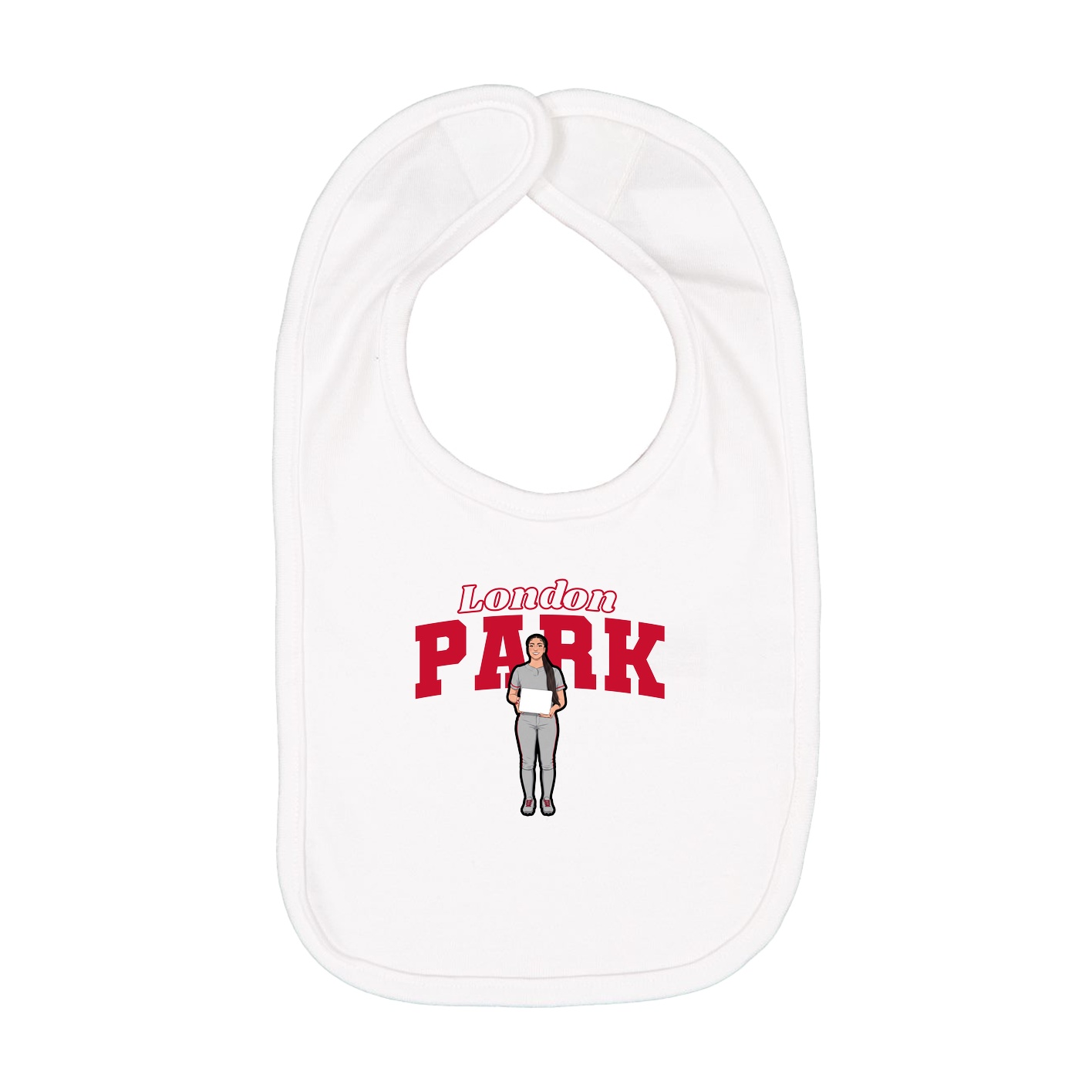 Infant Bib — Name Arch in White