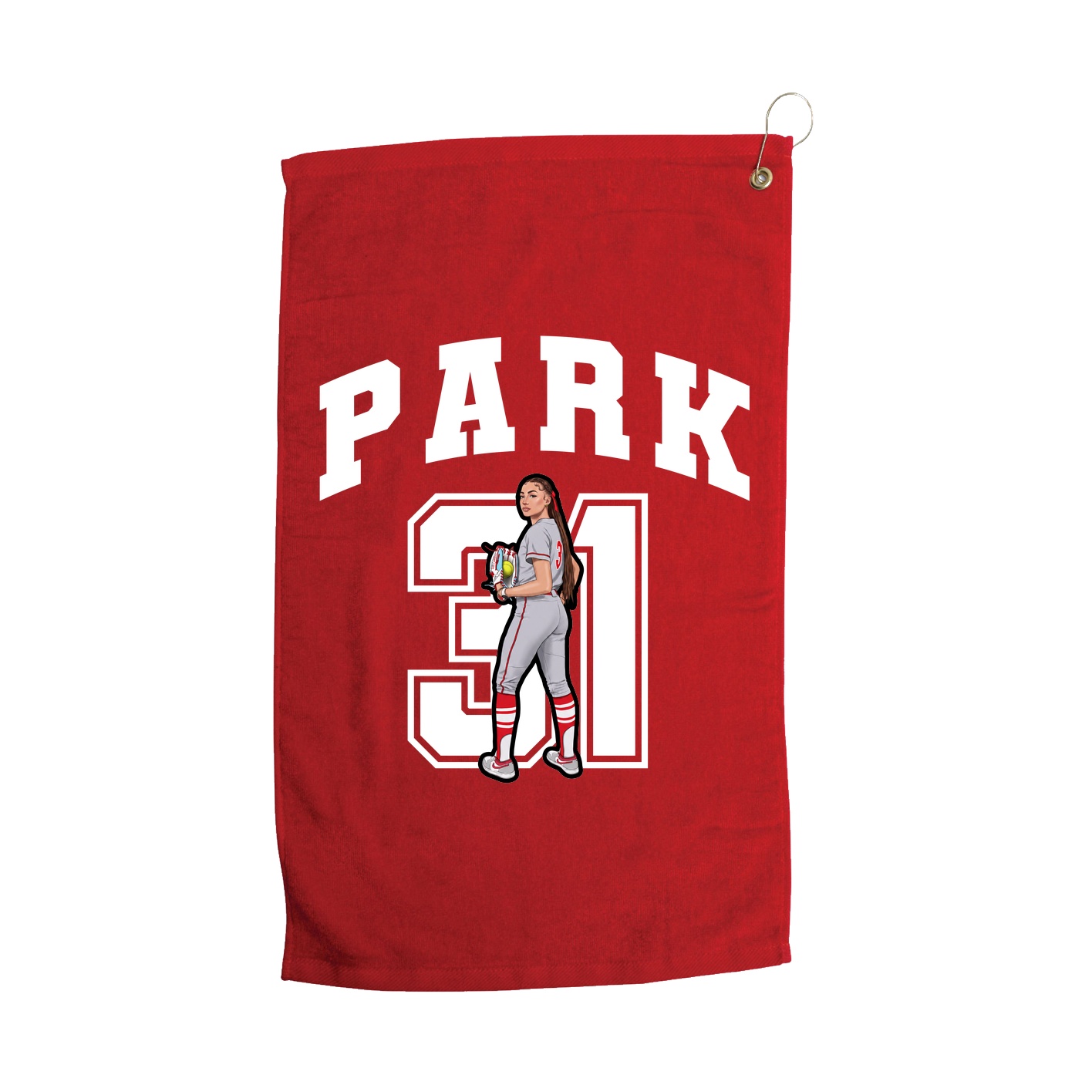 Golf Towel — Number in Red