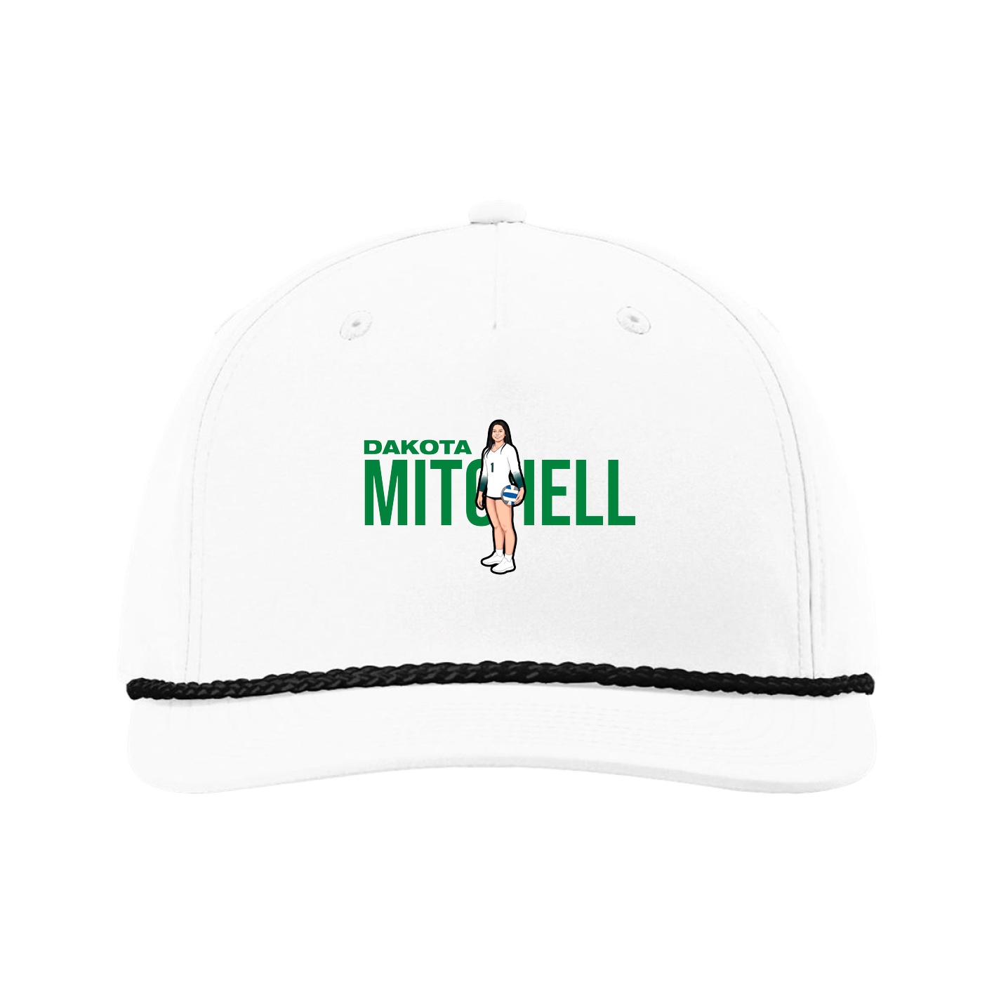 Five-Panel Classic Rope Cap — Player Name in White