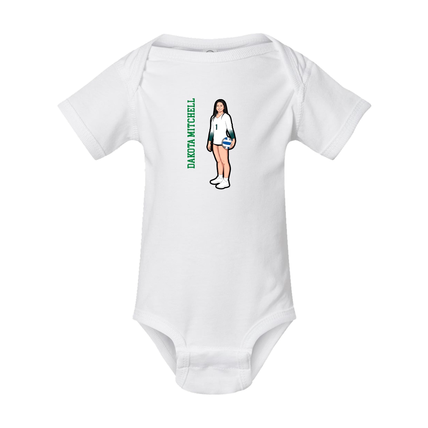 Baby Onesie — Name Vertical in White