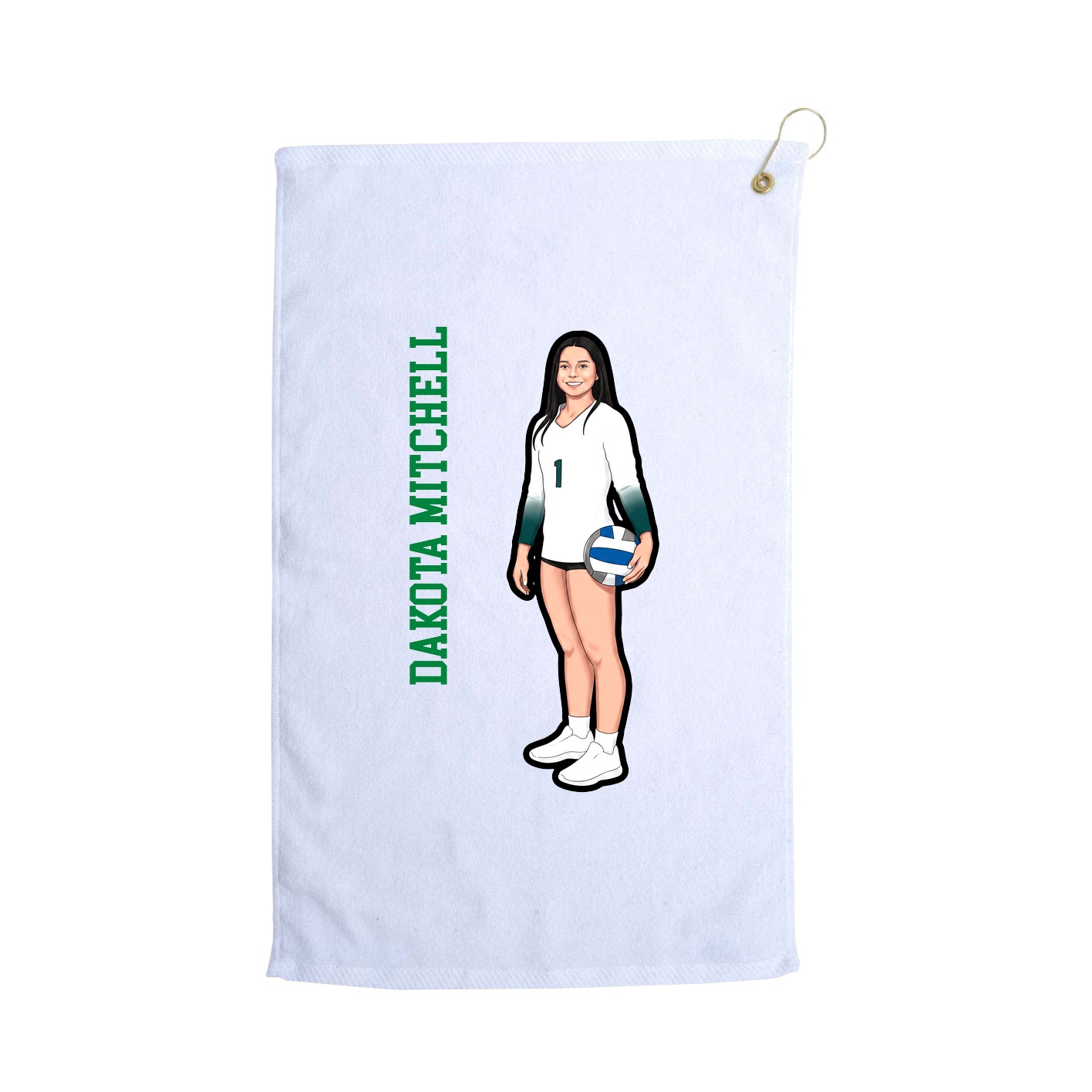 Golf Towel — Name Vertical in White