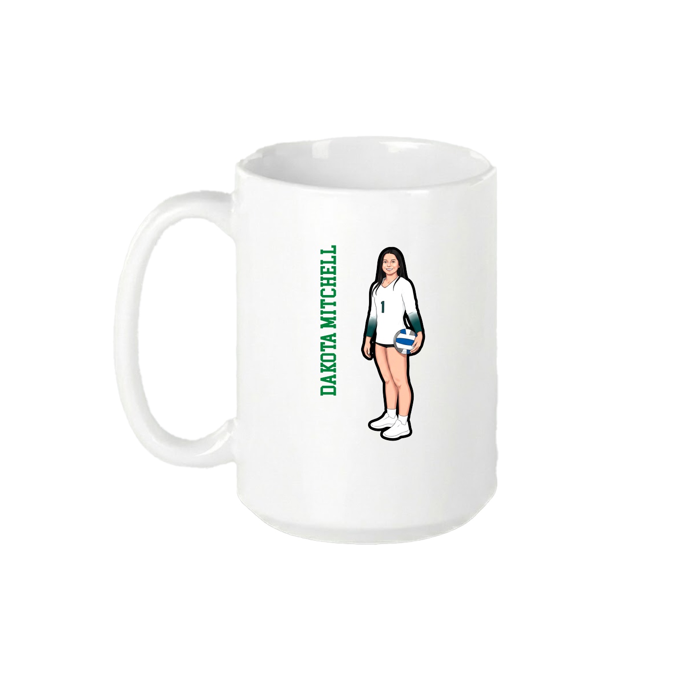 15oz Coffee Mug — Name Vertical in White