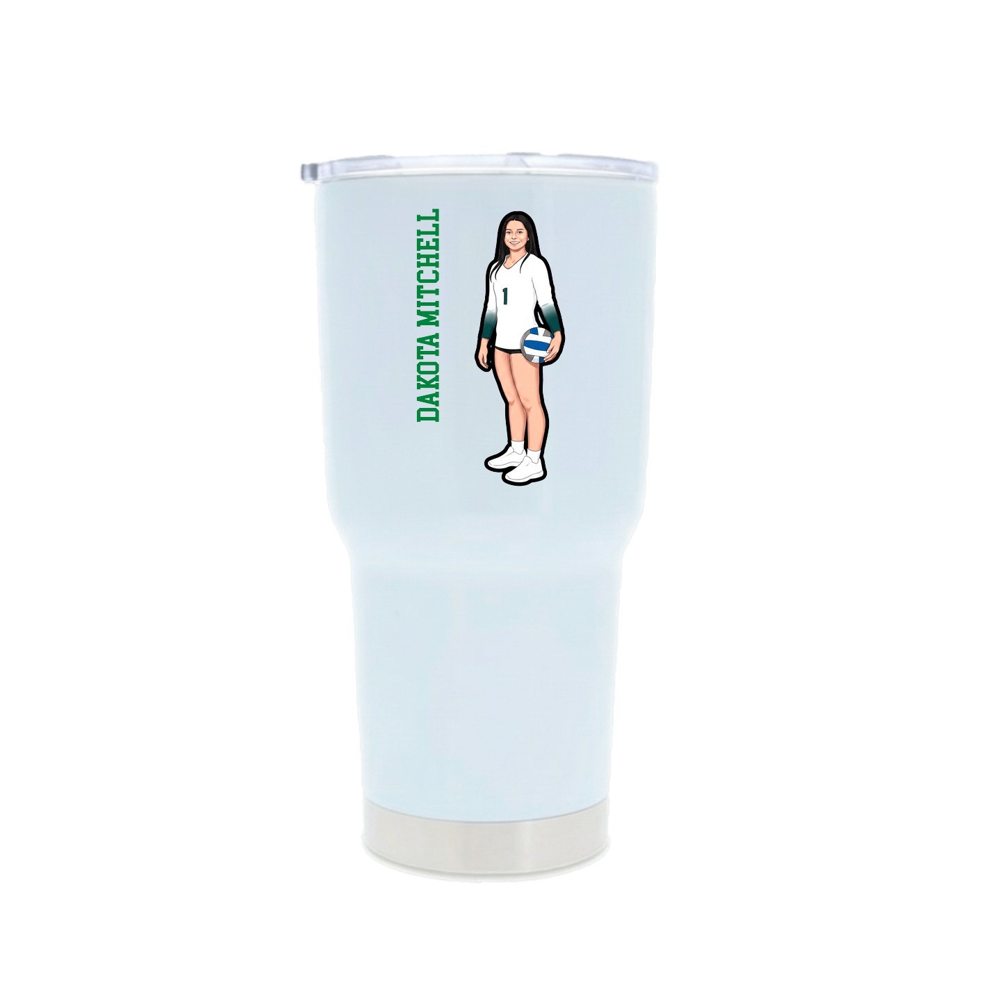30oz Stainless Steel Tumbler — Name Vertical in White