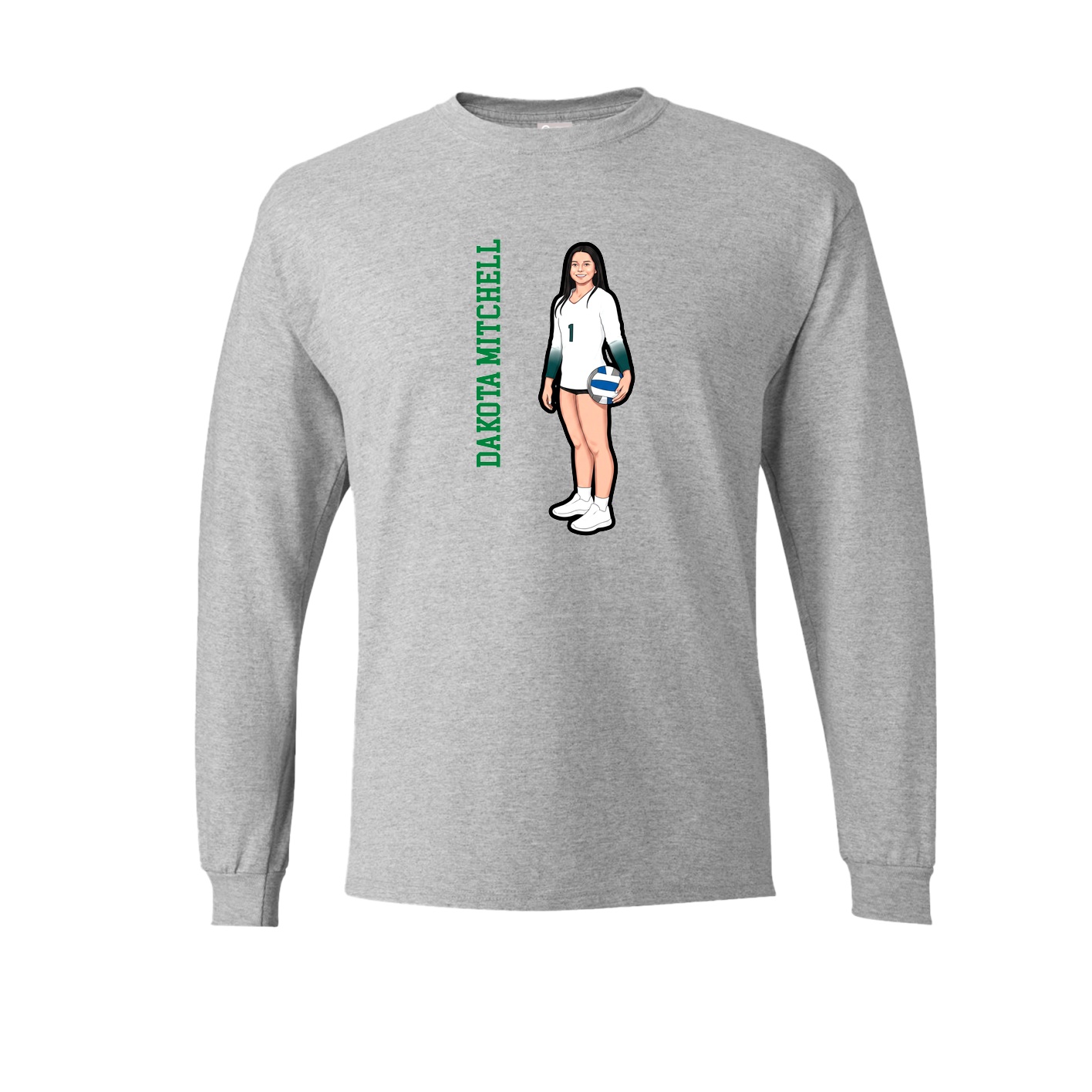 Long Sleeve Tee — Name Vertical in Grey