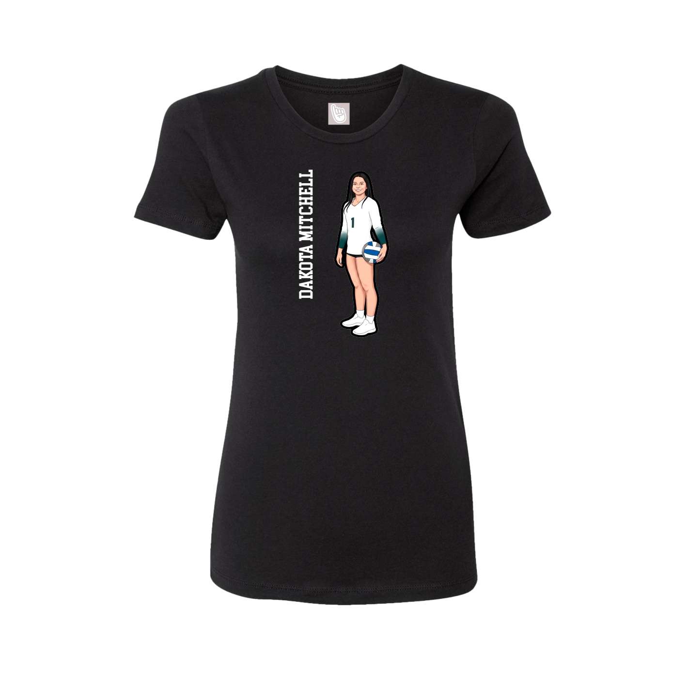Fitted Women's Tee — Name Vertical in Black