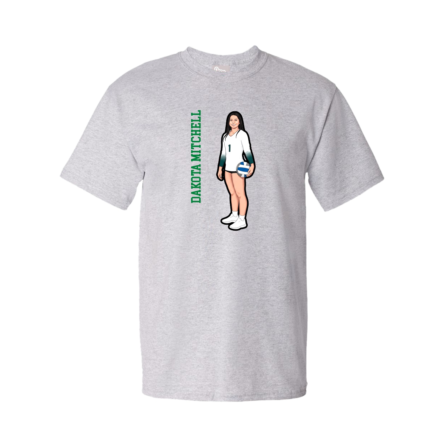 Youth Tee — Name Vertical in Grey