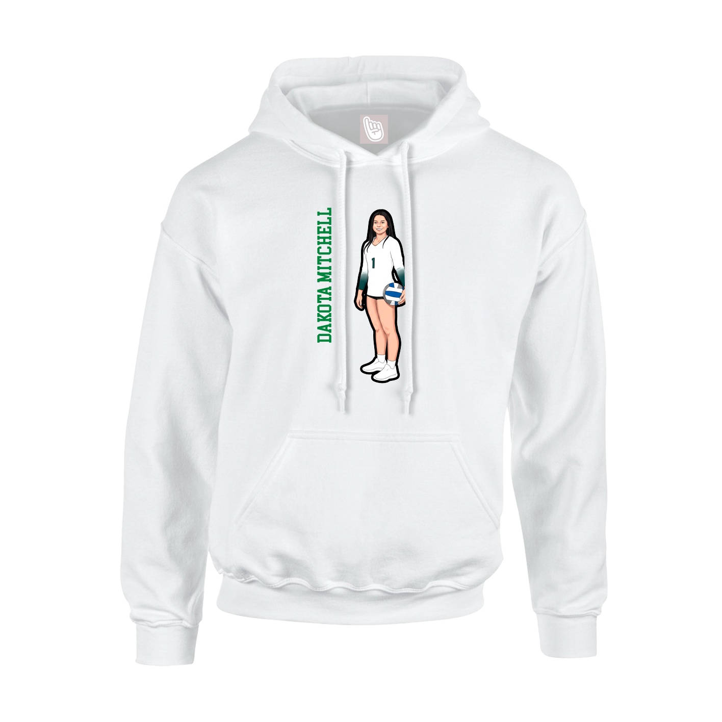 Youth Hoodie — Name Vertical in White
