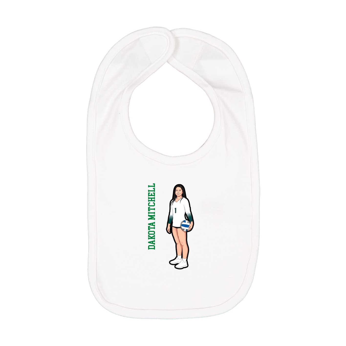 Infant Bib — Name Vertical in White