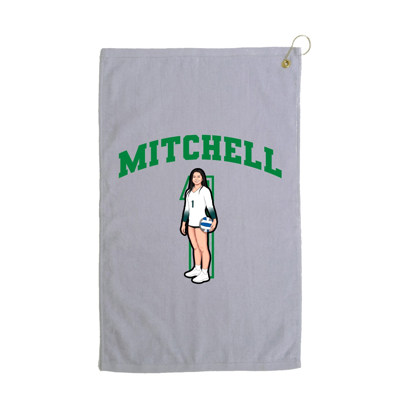 Golf Towel — Number in Grey