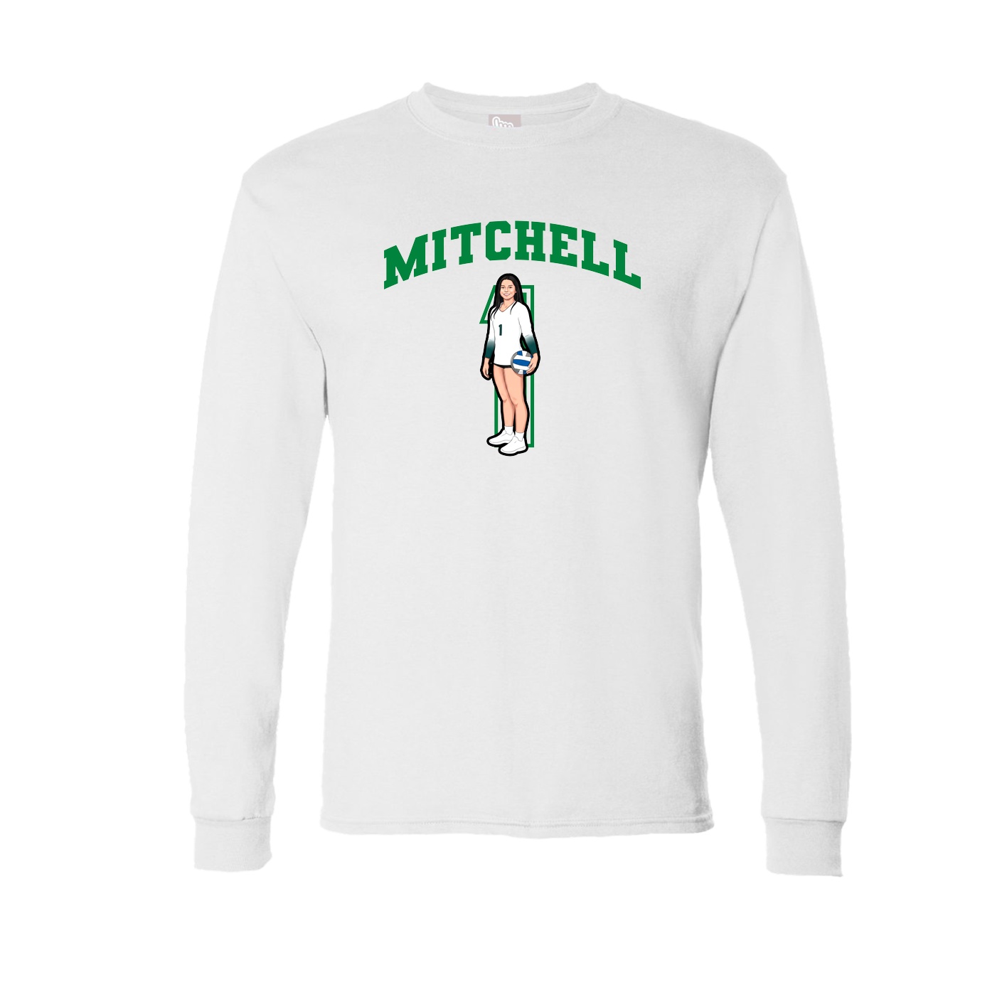 Long Sleeve Tee — Number in White