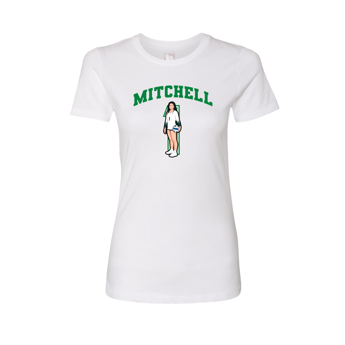 Fitted Women's Tee — Number in White