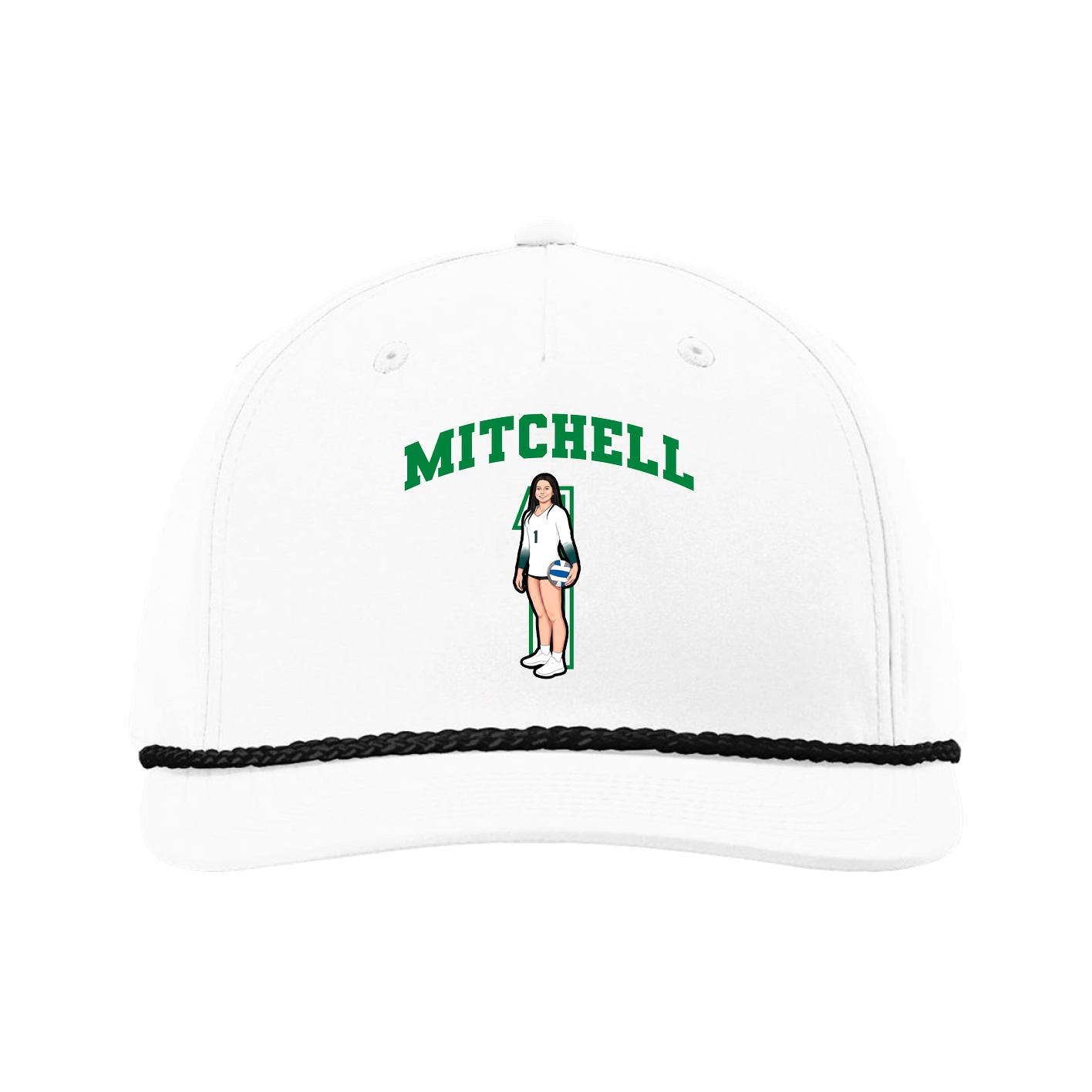 Five-Panel Classic Rope Cap — Number in White