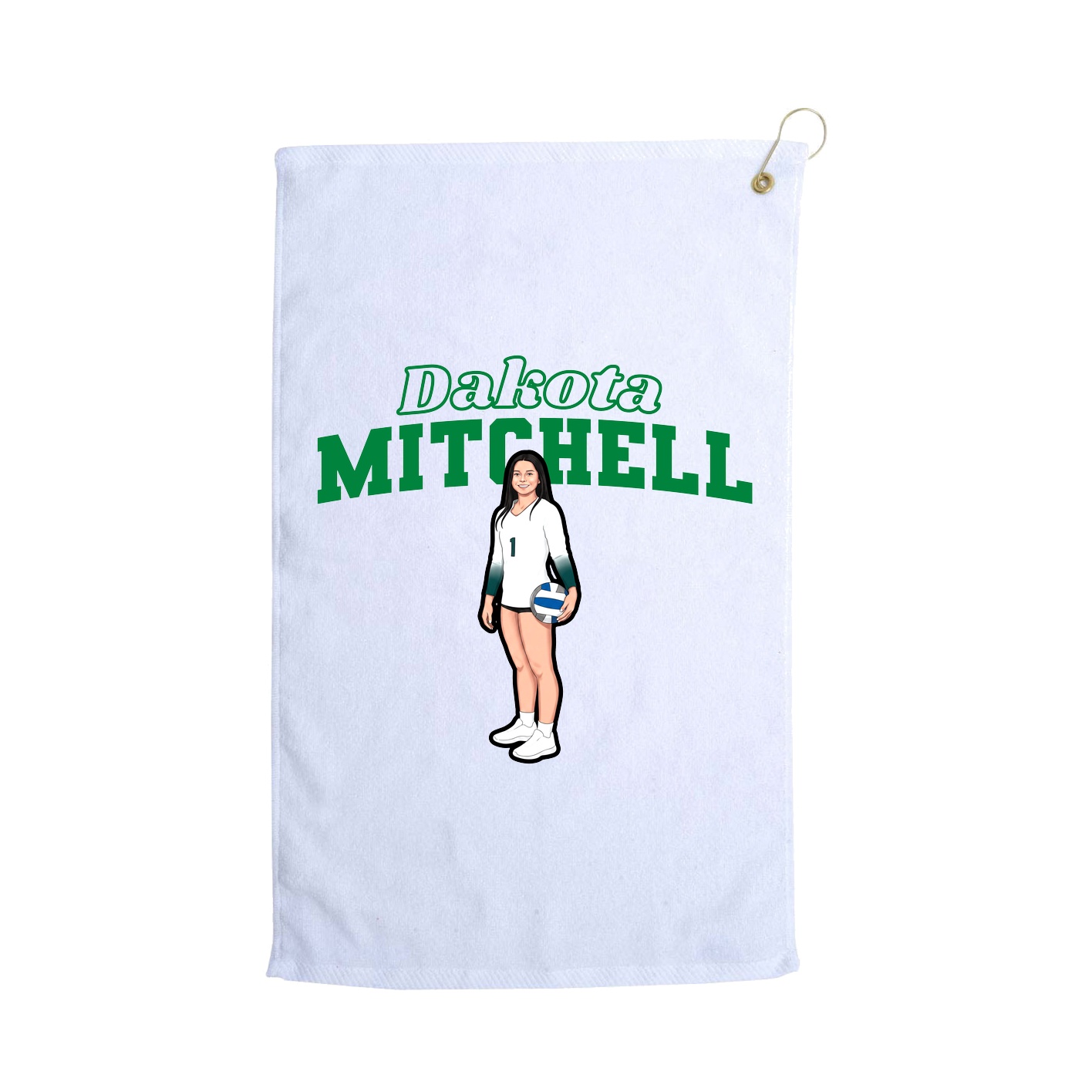 Golf Towel — Name Arch in White