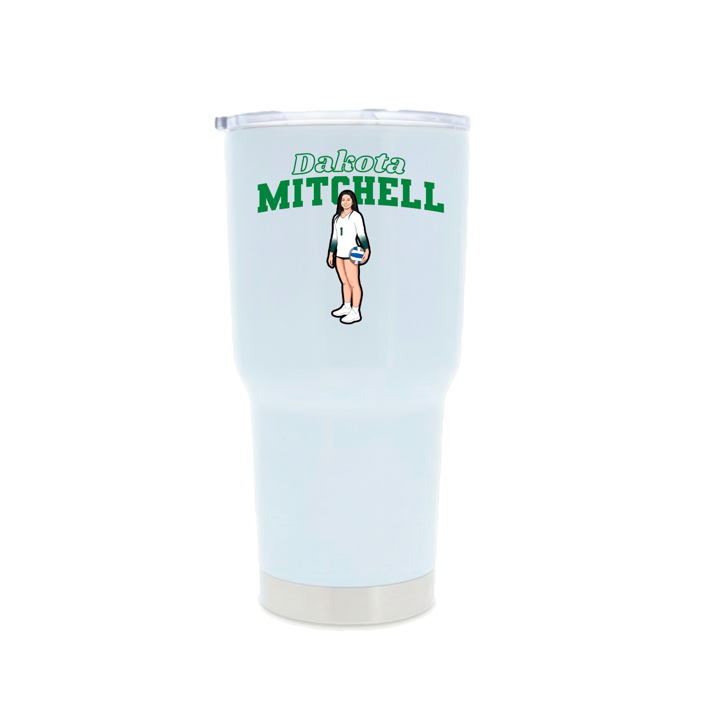 30oz Stainless Steel Tumbler — Name Arch in White