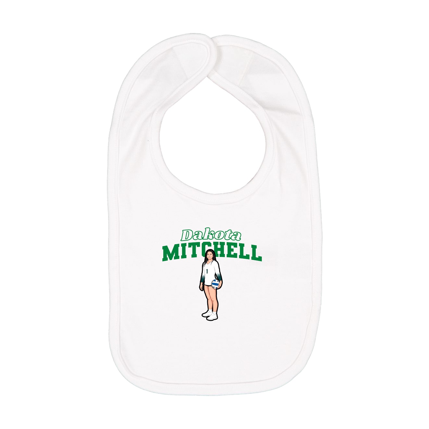 Infant Bib — Name Arch in White