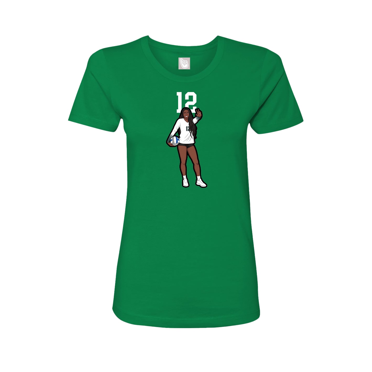 Fitted Women's Tee — Number Top in Green