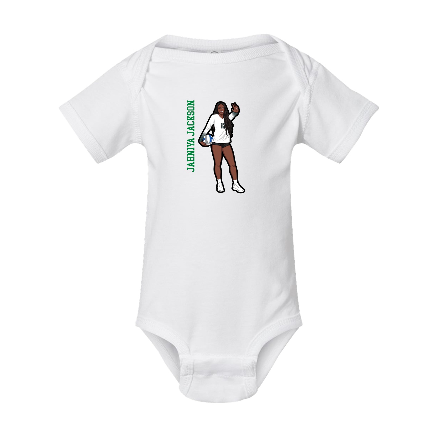 Baby Onesie — Name Vertical in White