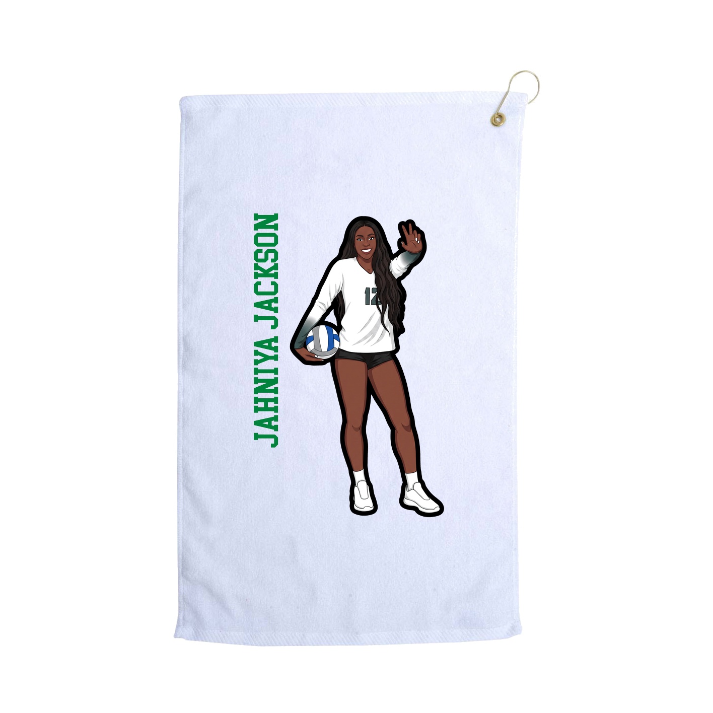 Golf Towel — Name Vertical in White