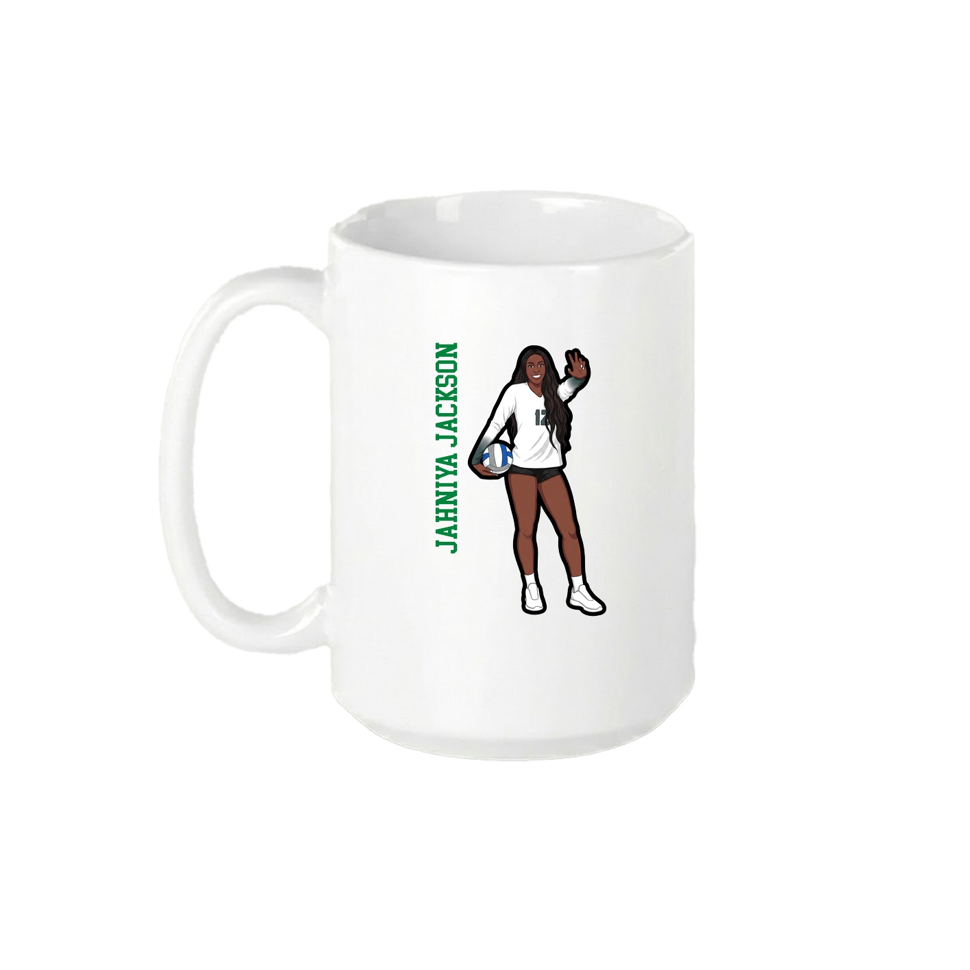 15oz Coffee Mug — Name Vertical in White