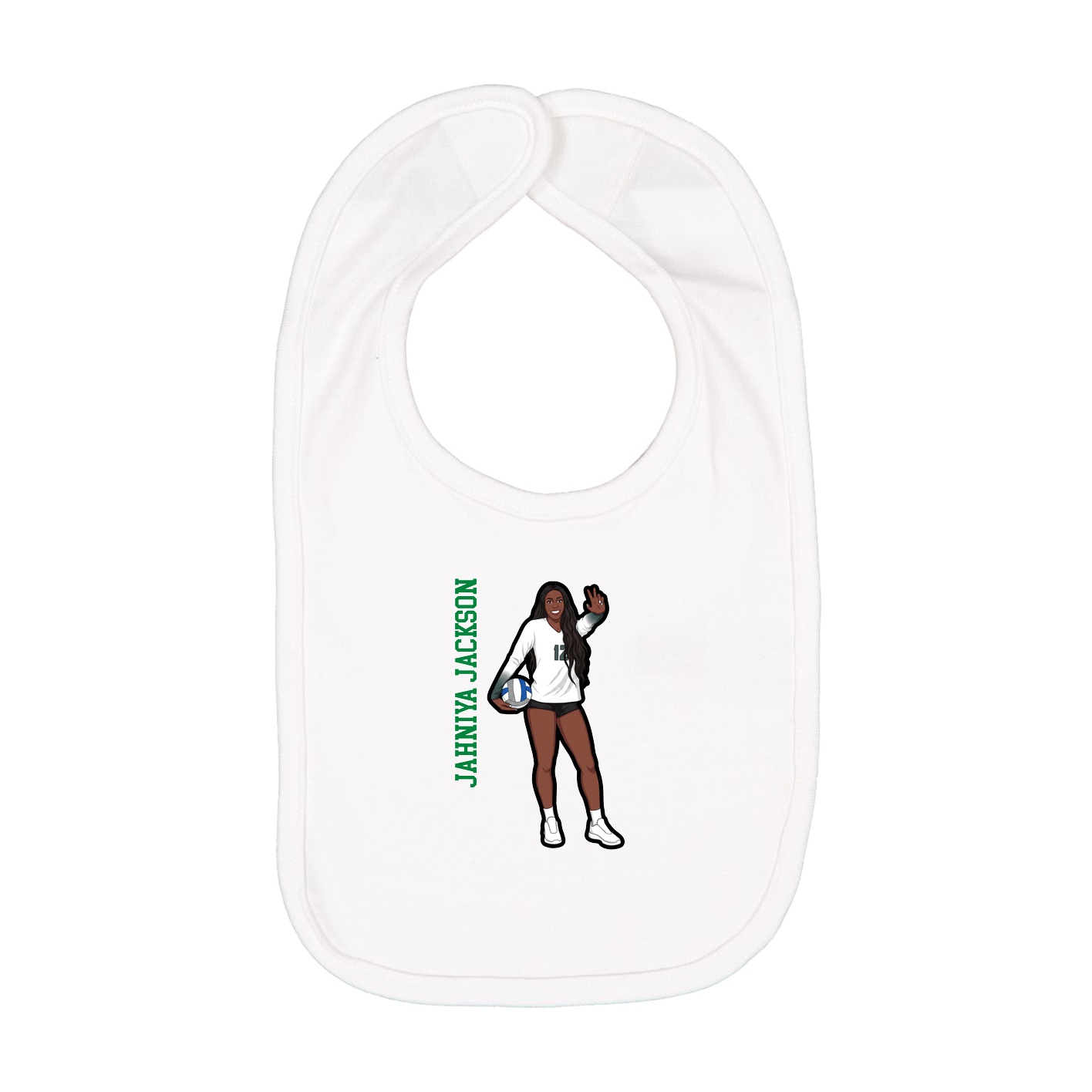 Infant Bib — Name Vertical in White