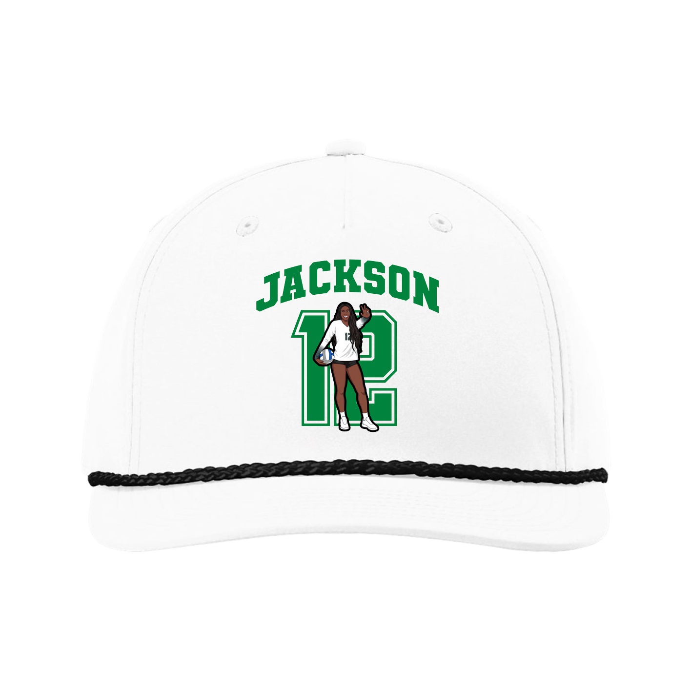 Five-Panel Classic Rope Cap — Number in White