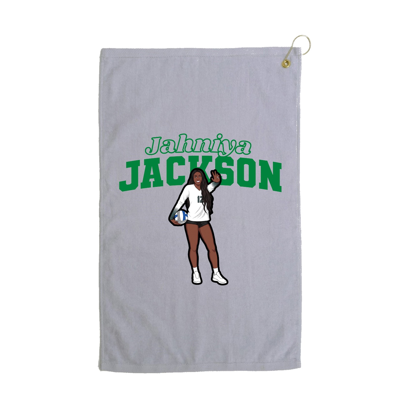 Golf Towel — Name Arch in Grey