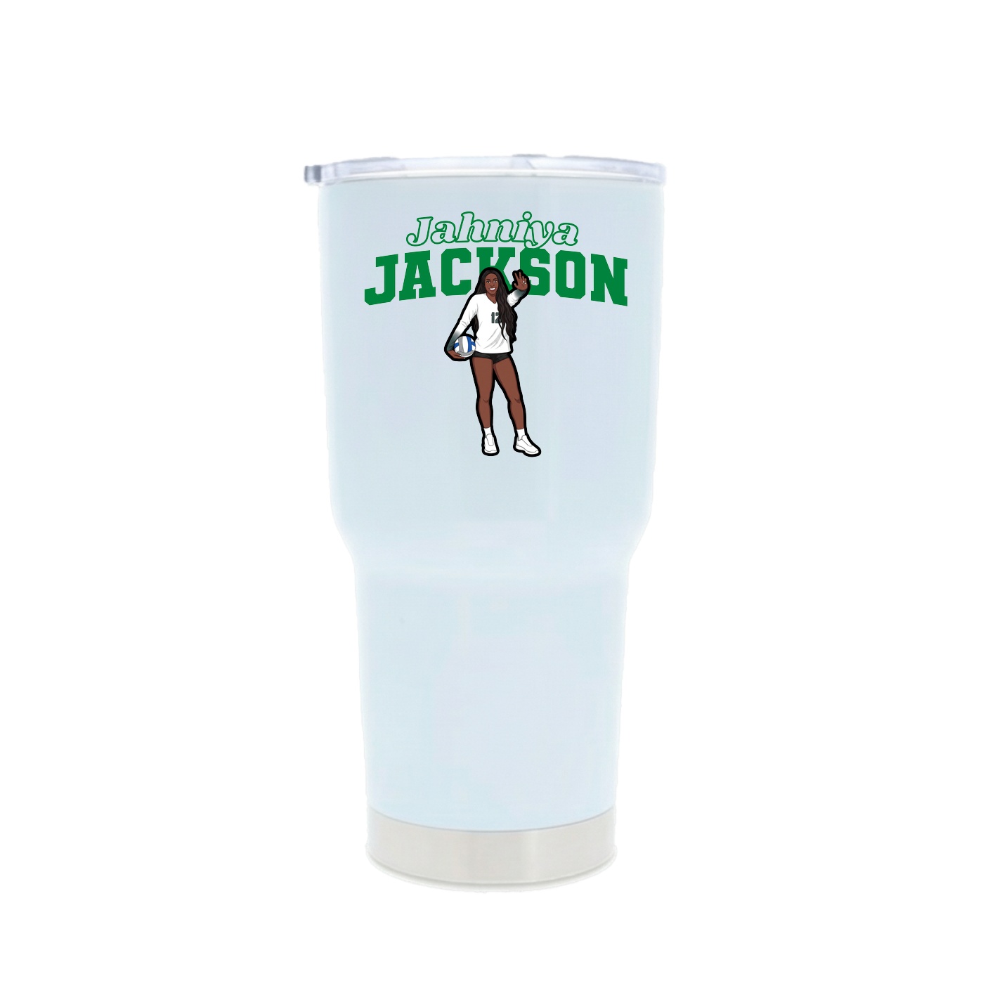 30oz Stainless Steel Tumbler — Name Arch in White