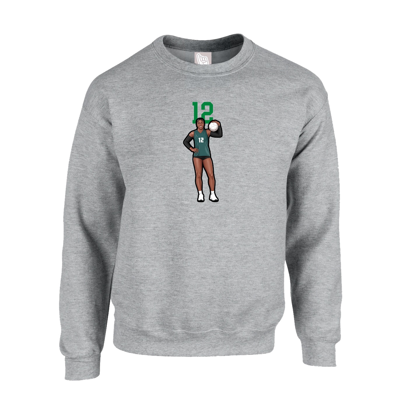 Fleece Crew — Number Top in Grey