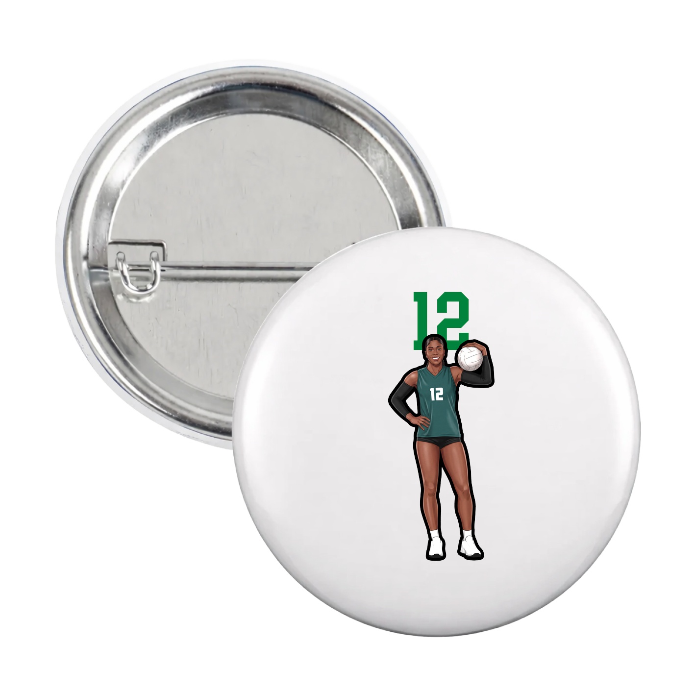 Game Day Button — Number Top in White