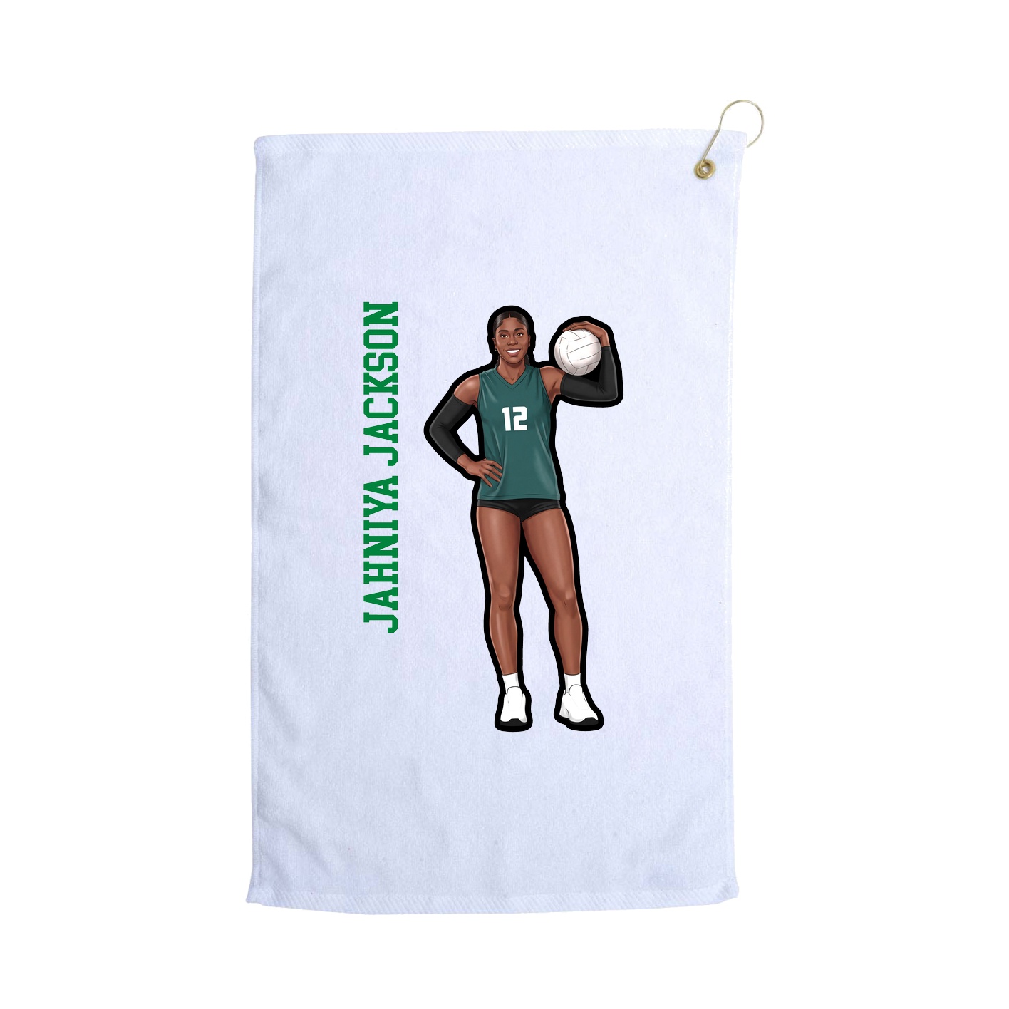 Golf Towel — Name Vertical in White