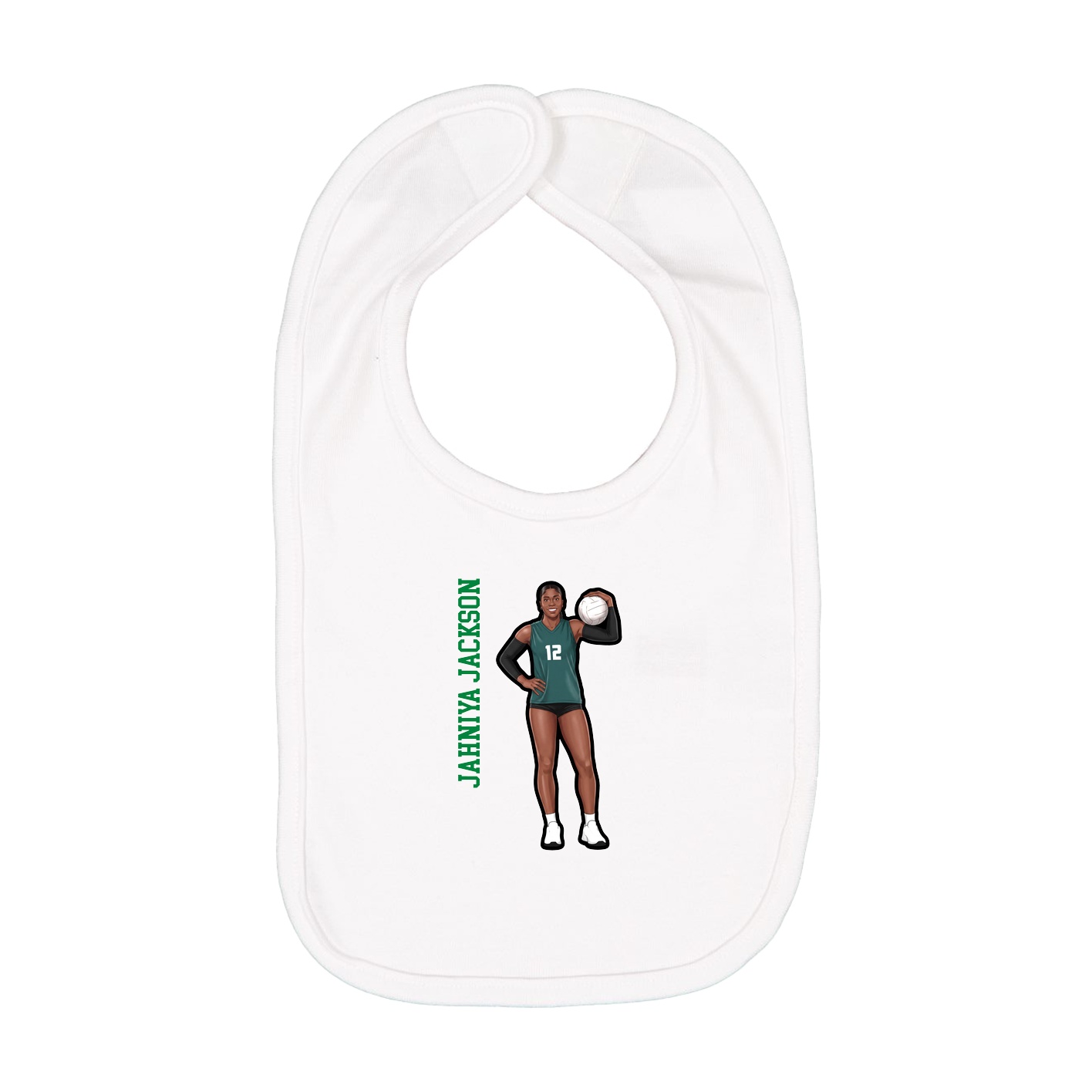 Infant Bib — Name Vertical in White