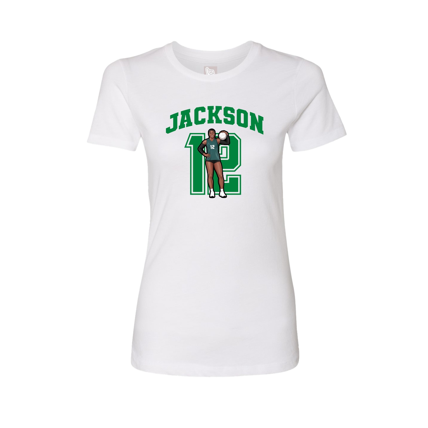 Fitted Women's Tee — Number in White