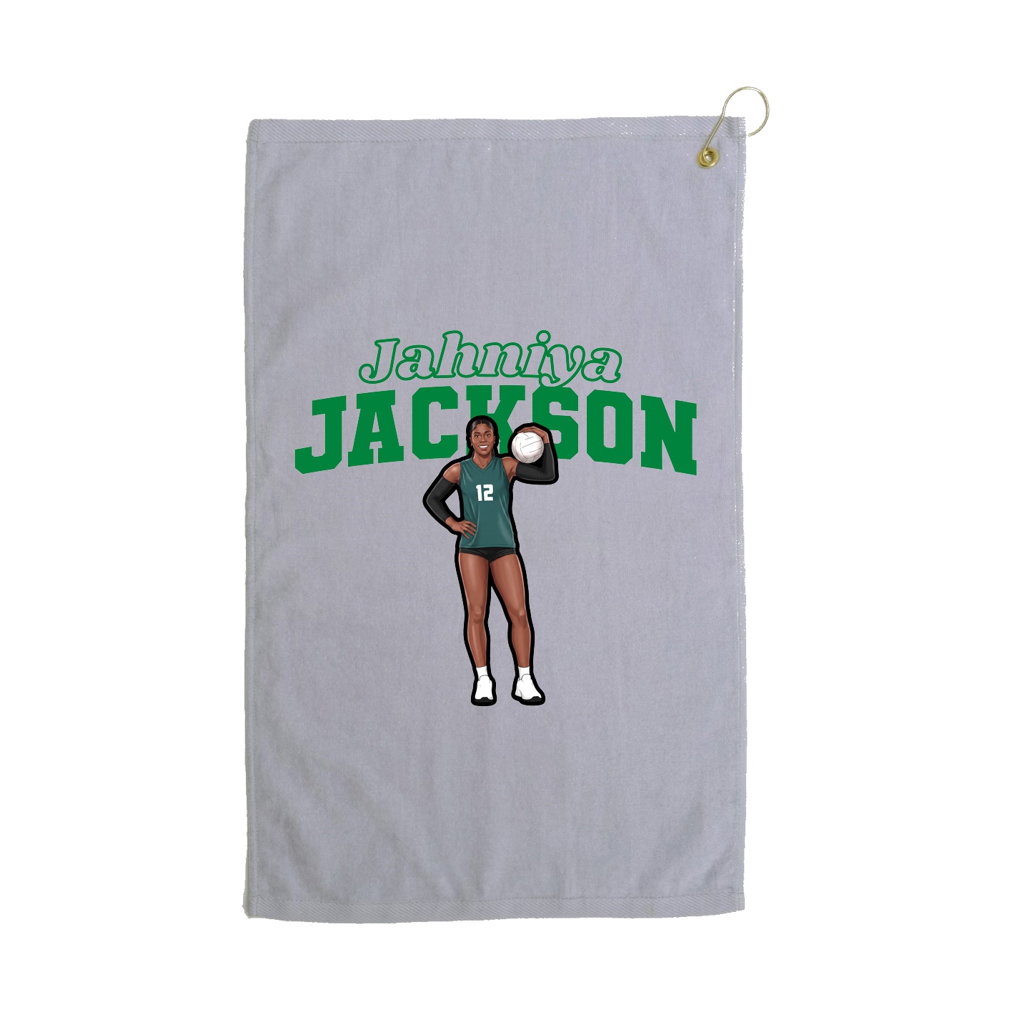 Golf Towel — Name Arch in Grey