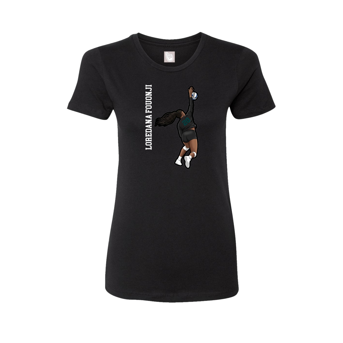 Fitted Women's Tee — Name Vertical in Black