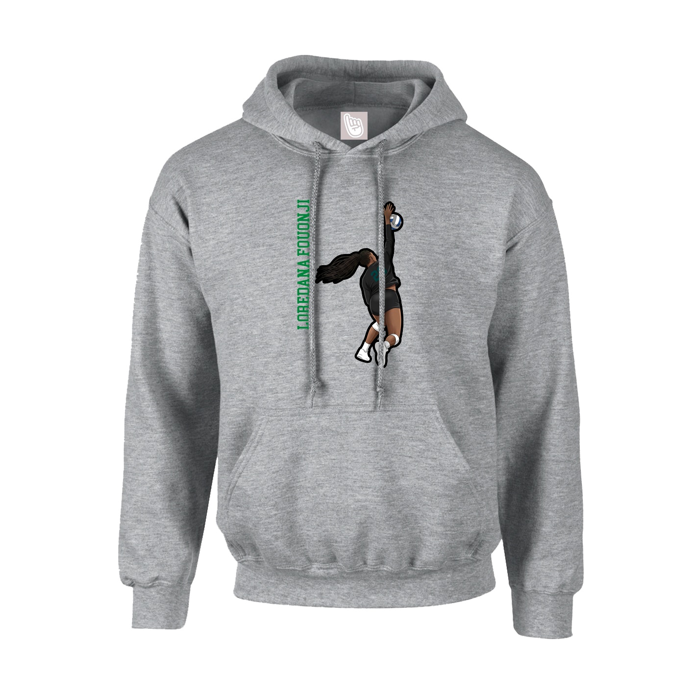Hoodie — Name Vertical in Grey