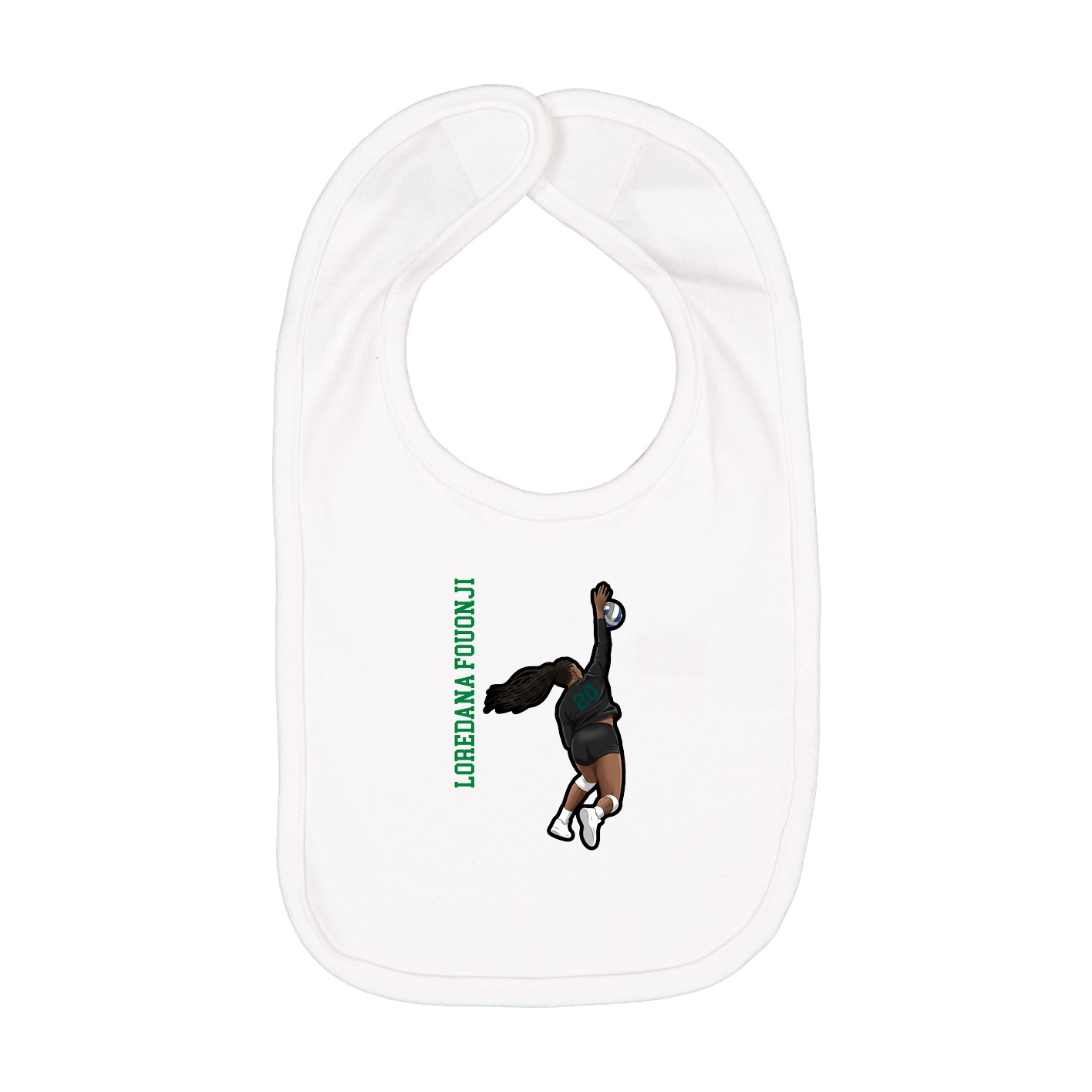 Infant Bib — Name Vertical in White