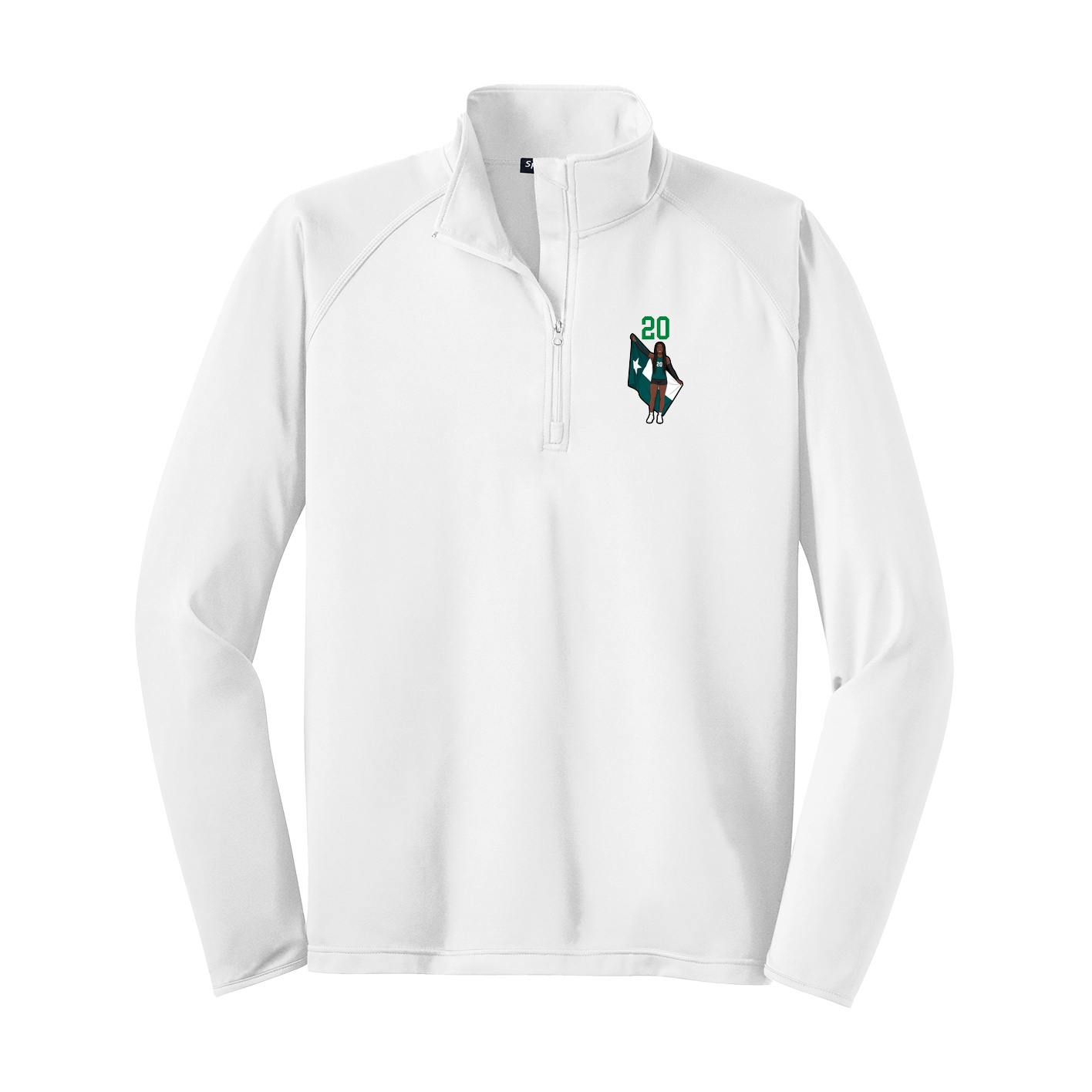 Q-Zip Pullover — Number Top in White