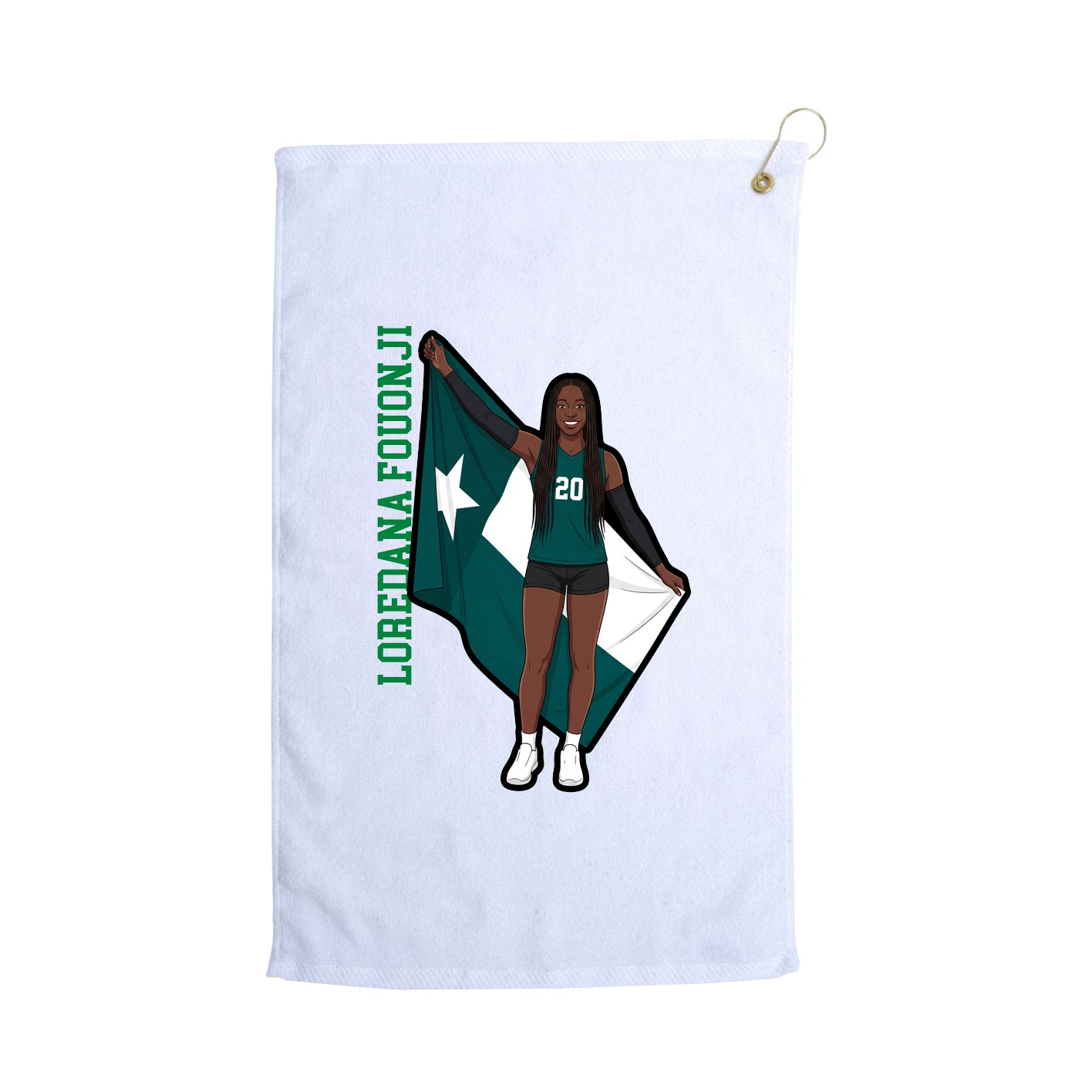 Golf Towel — Name Vertical in White
