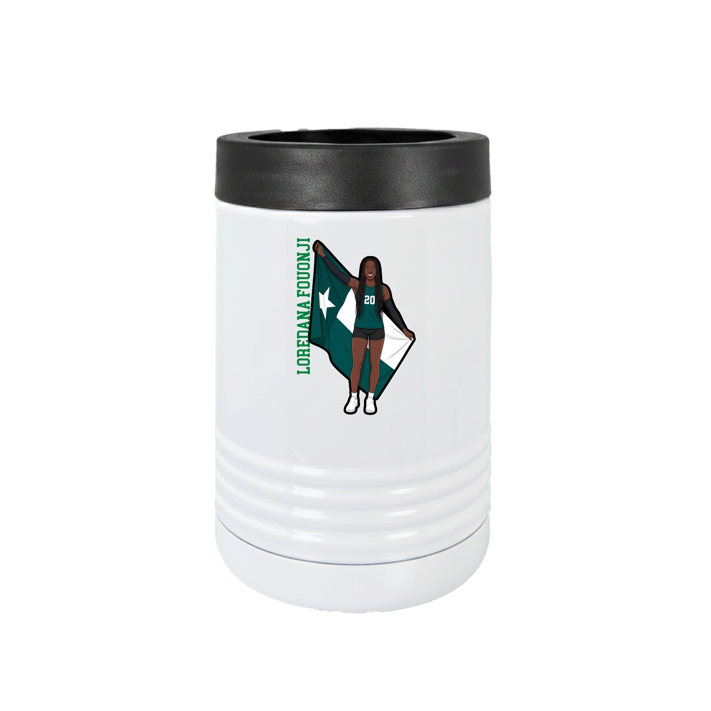 Beverage Holder — Name Vertical in White