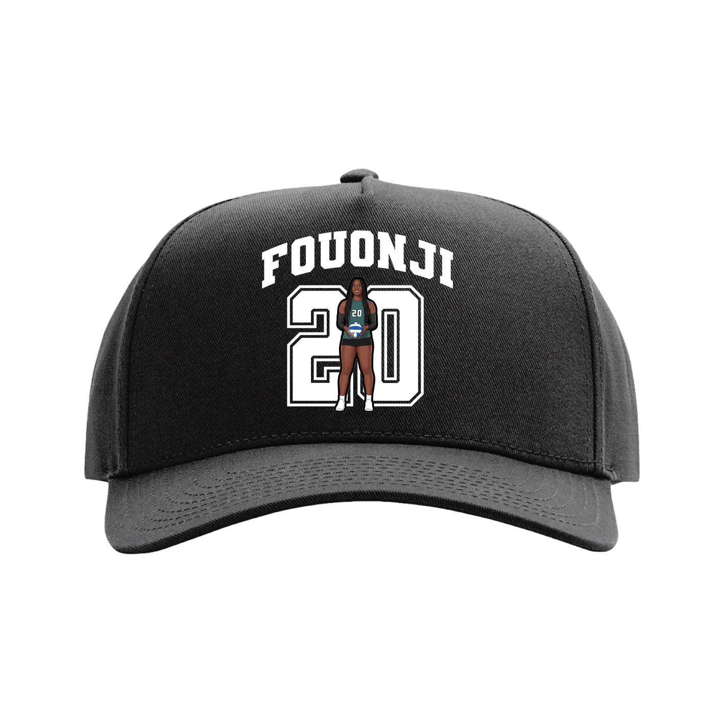 Full Fabric Five-Panel Champ Cap — Number in Black
