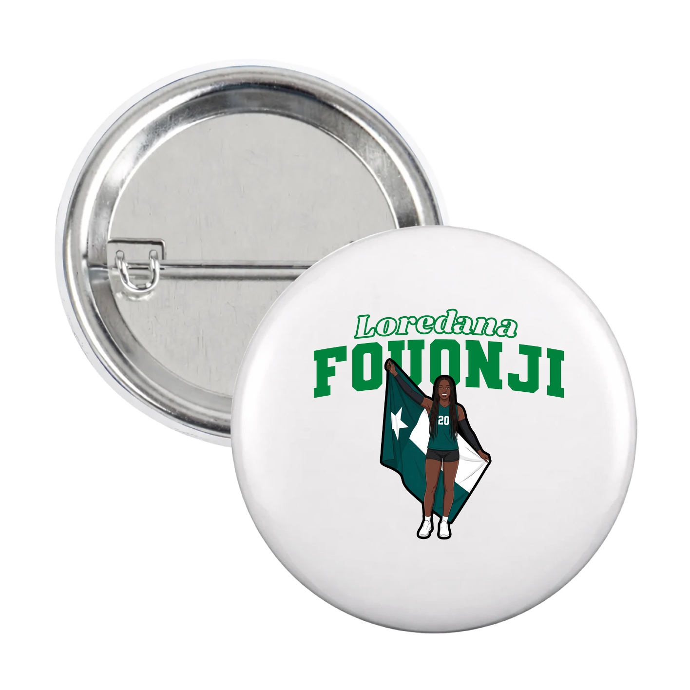 Game Day Button — Name Arch in White