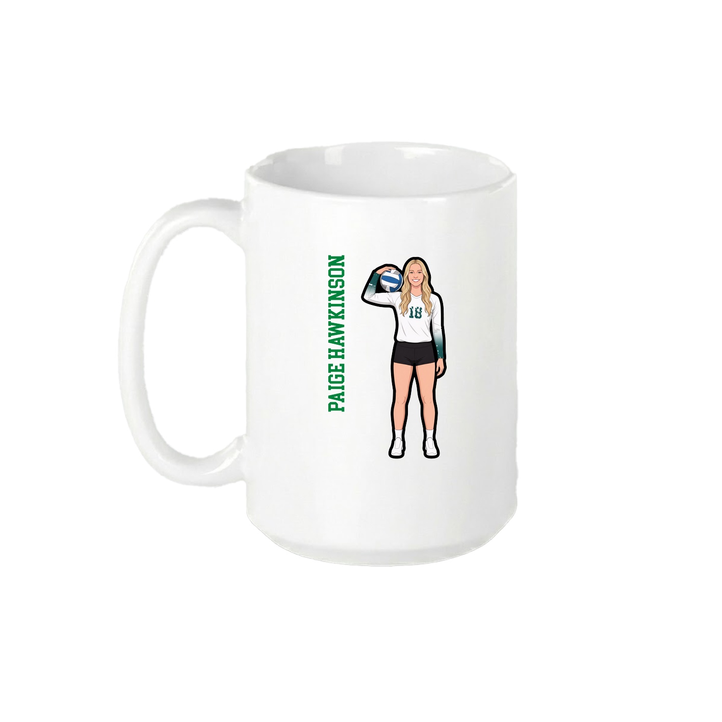 15oz Coffee Mug — Name Vertical in White