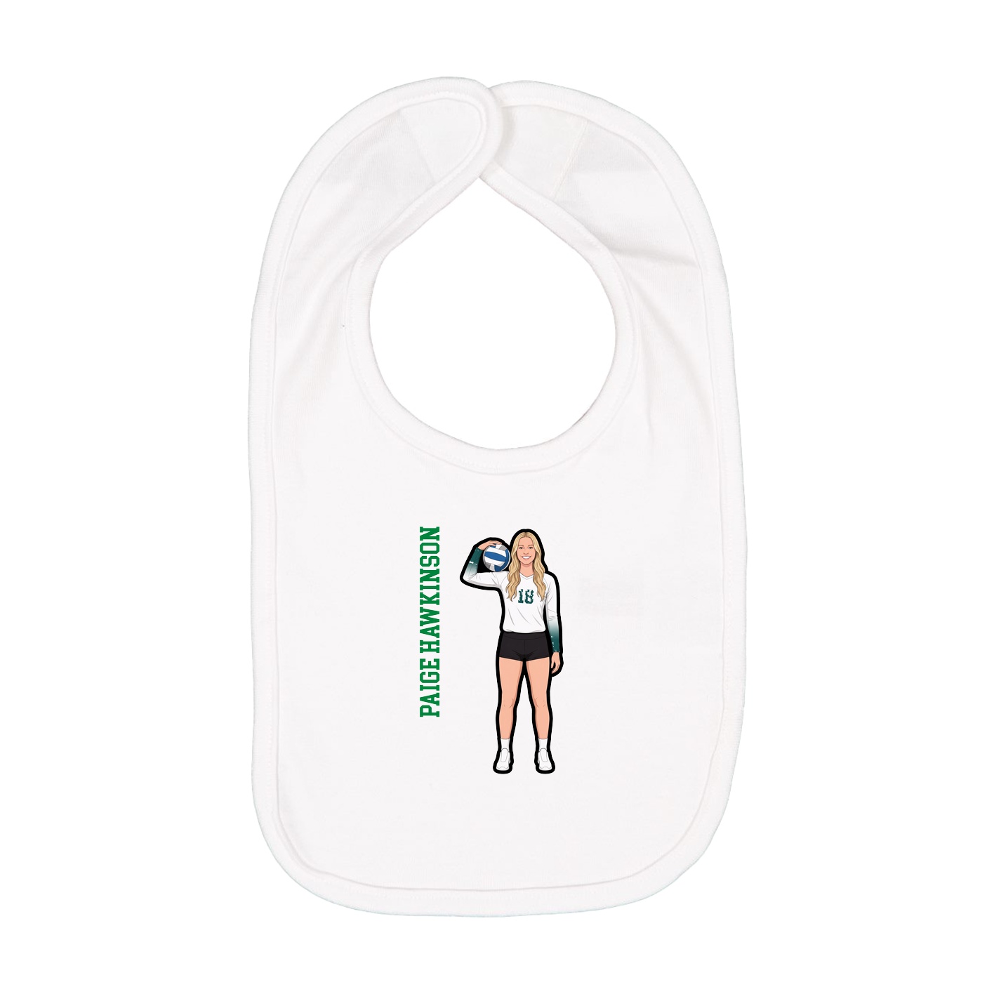 Infant Bib — Name Vertical in White