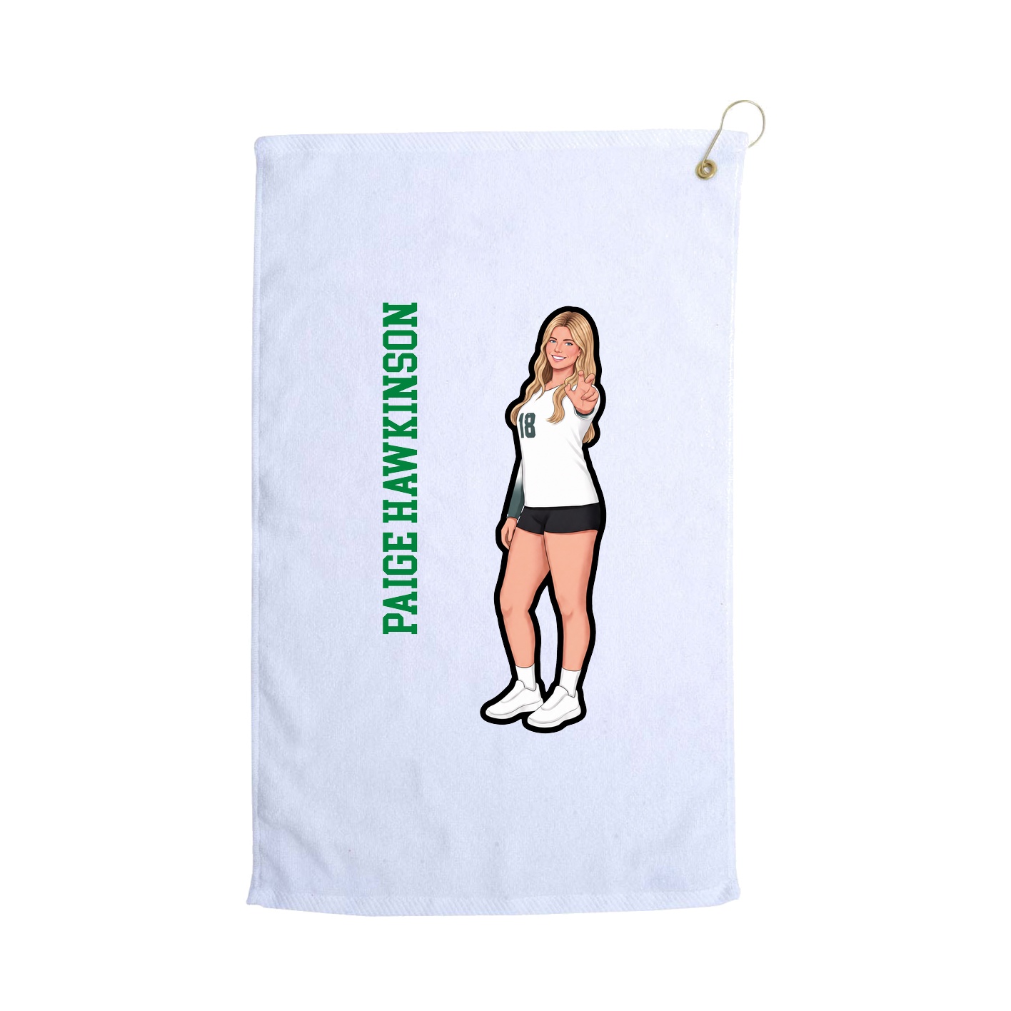 Golf Towel — Name Vertical in White