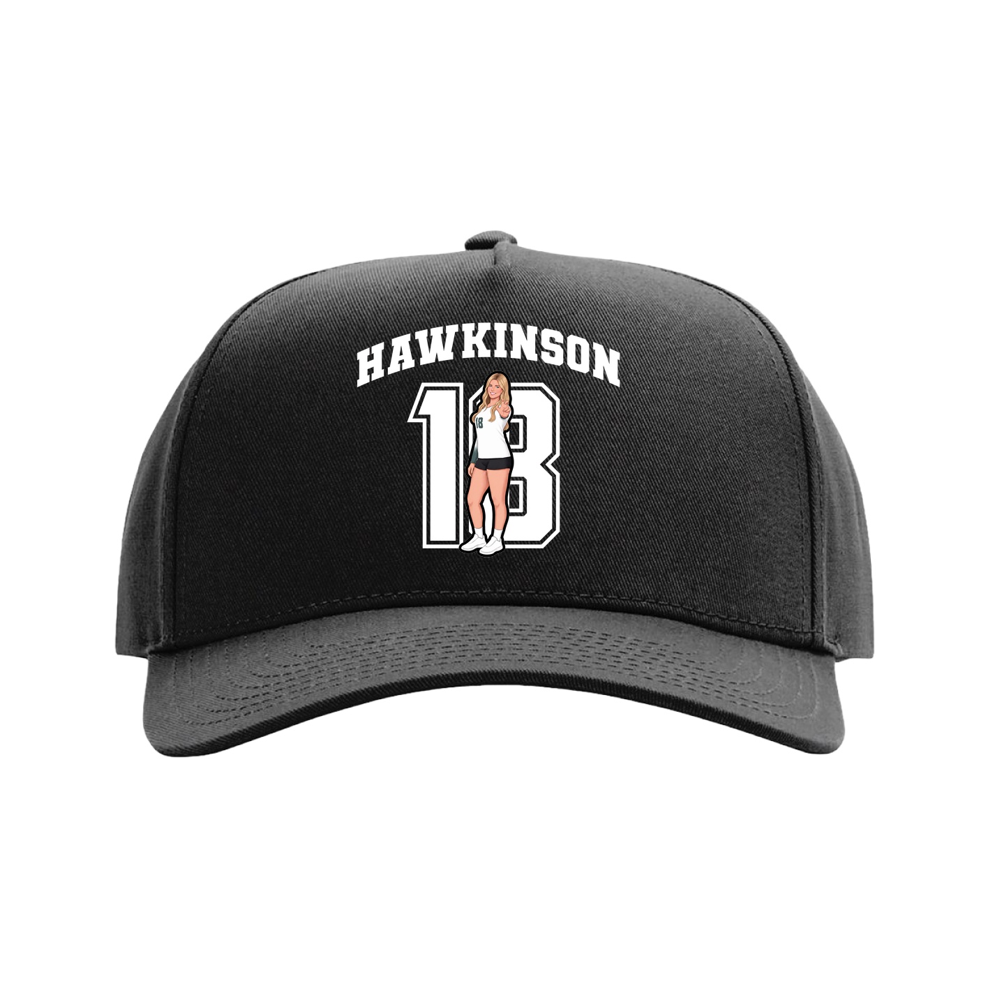 Full Fabric Five-Panel Champ Cap — Number in Black