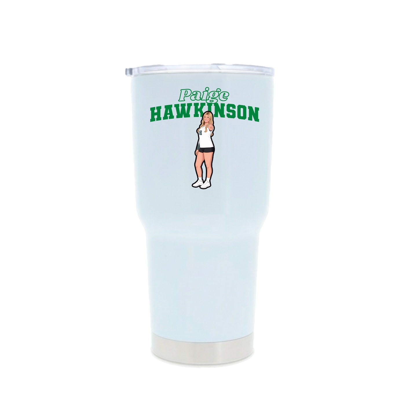 30oz Stainless Steel Tumbler — Name Arch in White