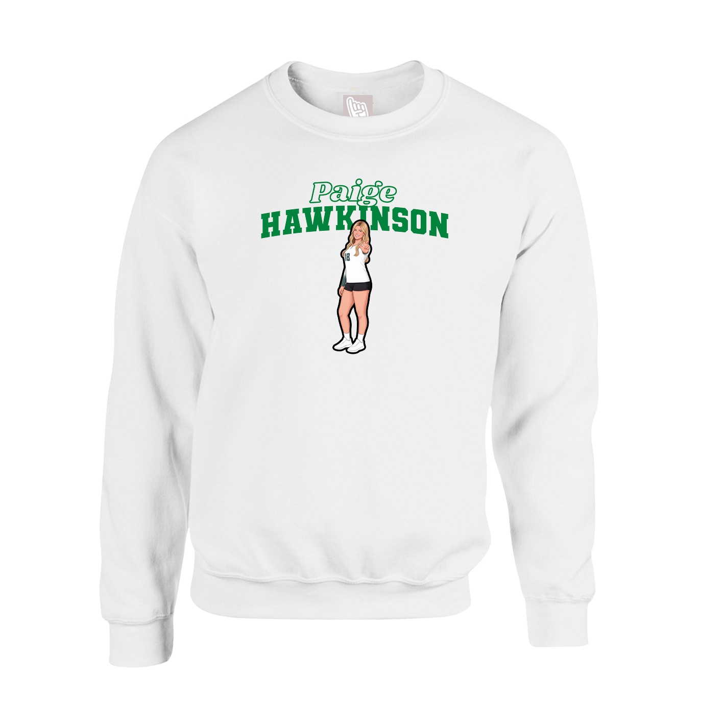 Fleece Crew — Name Arch in White