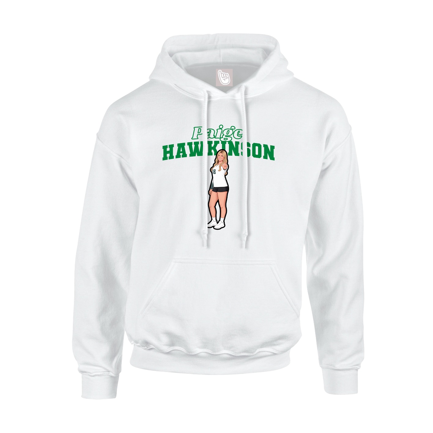 Youth Hoodie — Name Arch in White