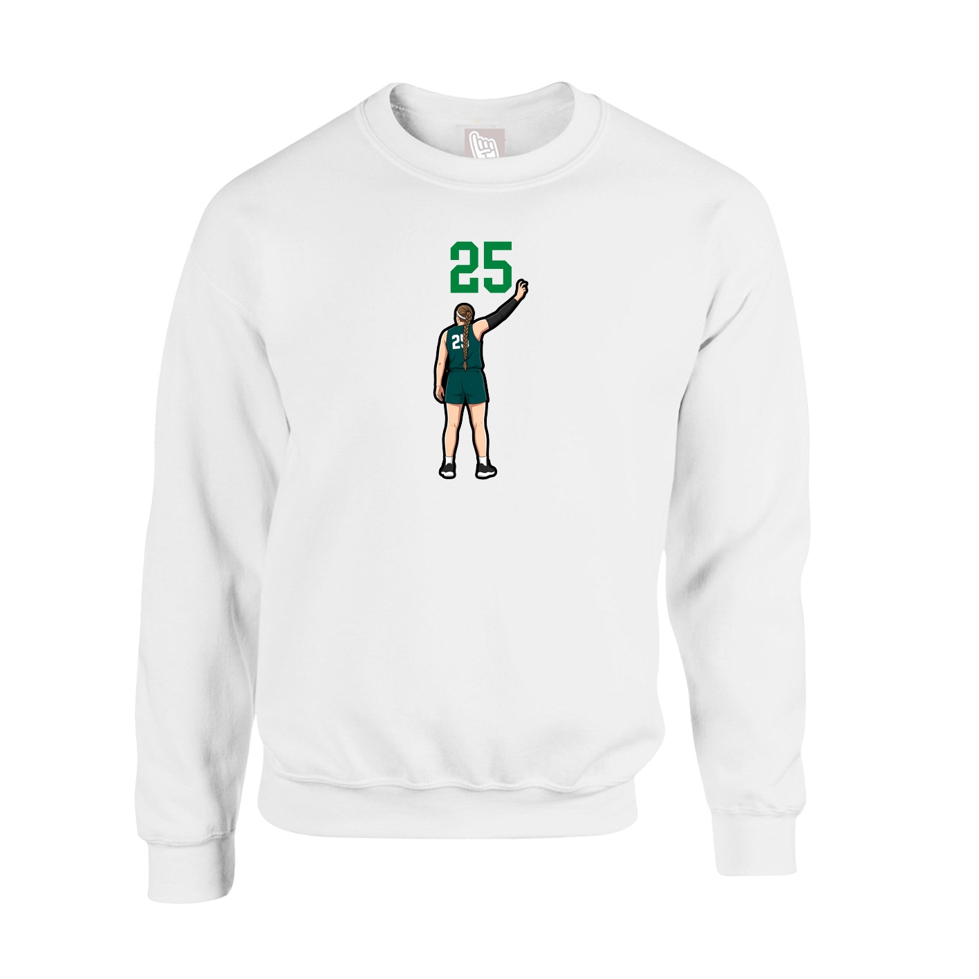 Fleece Crew — Number Top in White