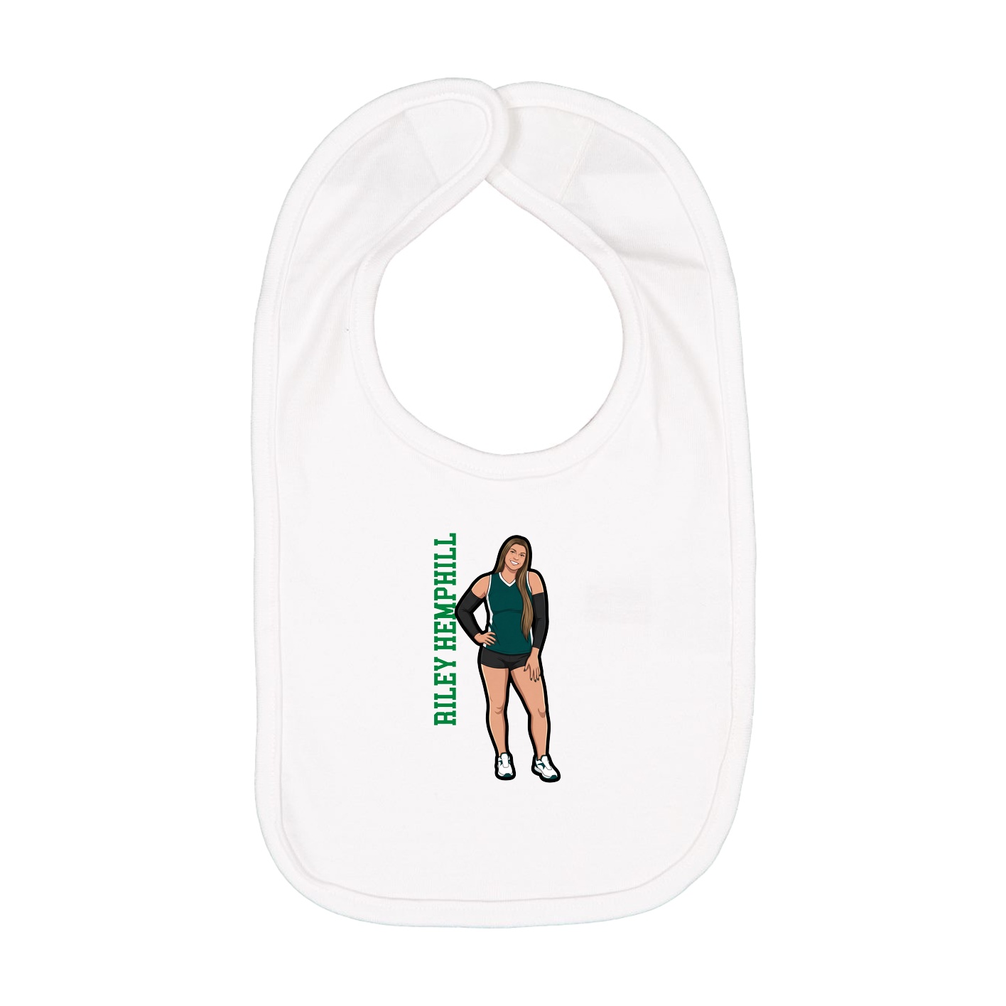 Infant Bib — Name Vertical in White